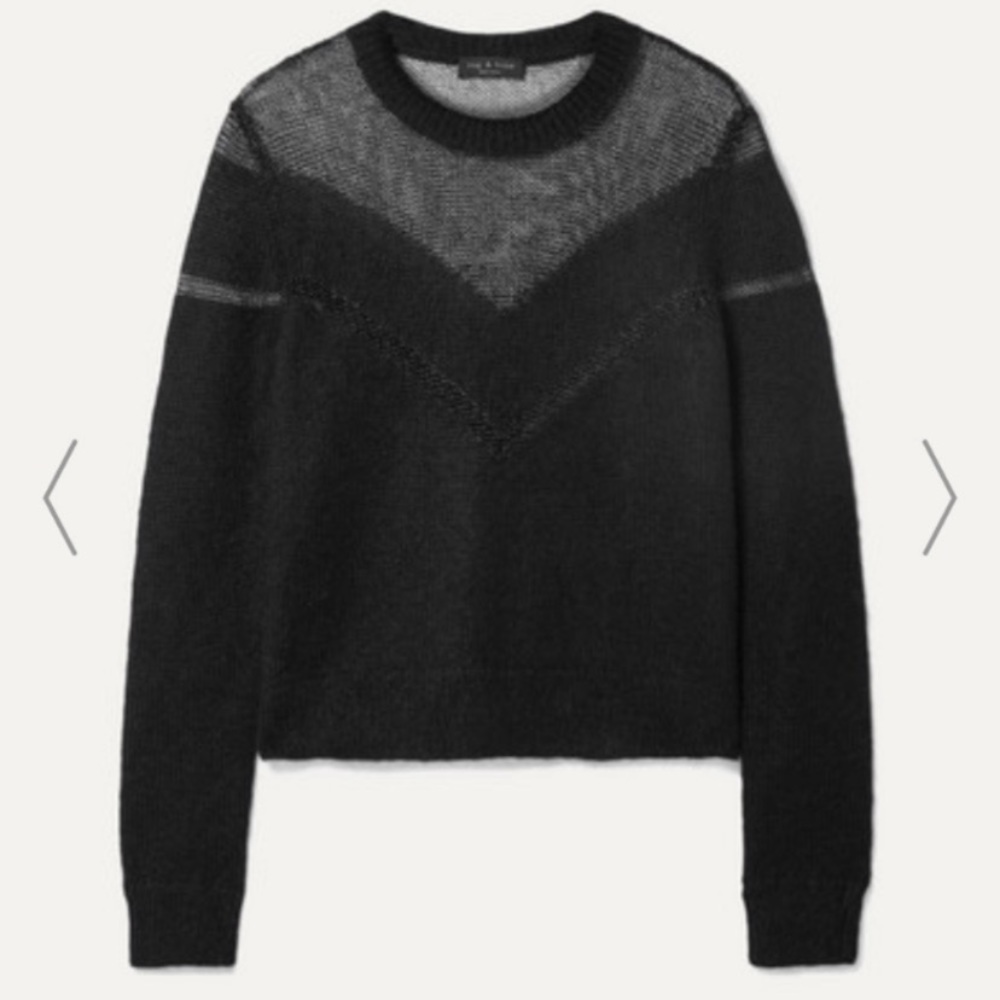 NWT rag & bone black open knit crew neck sweater - Picture 4 of 7
